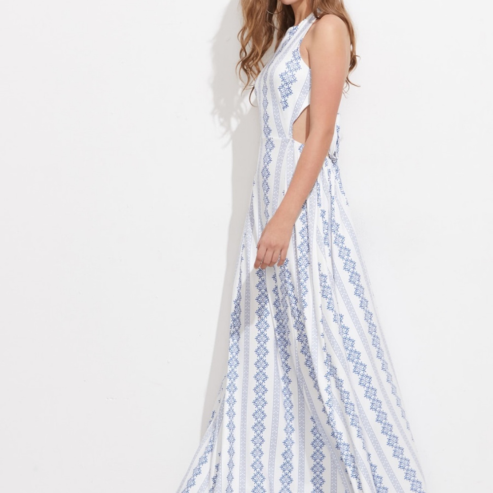 Vintage Print Tie Detail Backless Dress - Picture 4 of 6